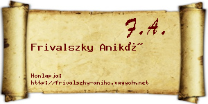 Frivalszky Anikó névjegykártya