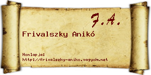 Frivalszky Anikó névjegykártya